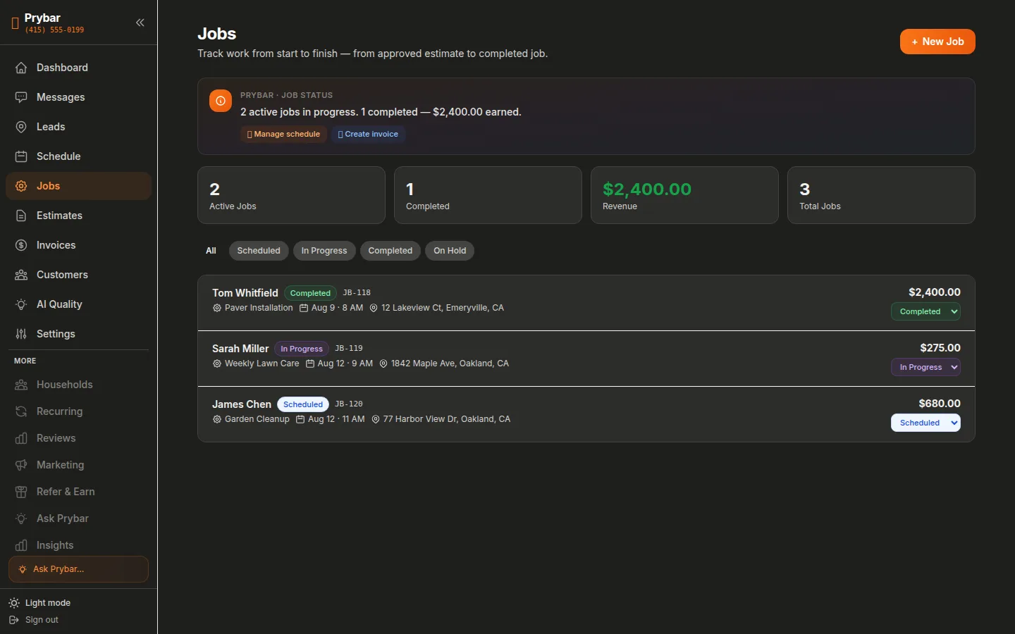 Prybar jobs — real app screenshot