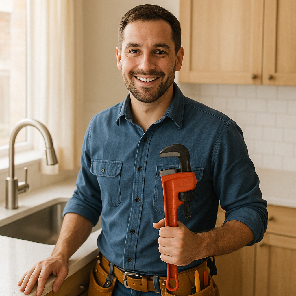 plumber working with pipes